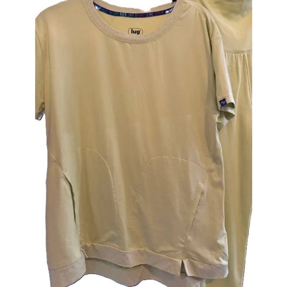 Lug Scoop Top Jogger Set Yellow Lime Athleisure Loungewear Travel Comfort XS